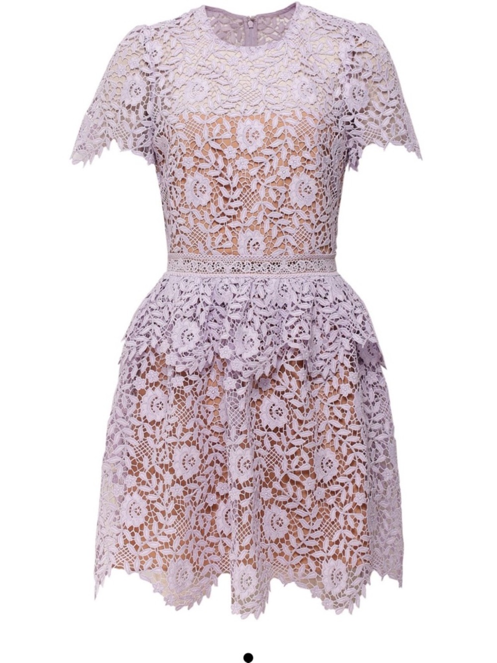Self-Portrait Rose Lace Peplum Mini Dress